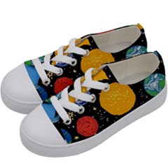 Circle Illustration Space Art Cute Pattern Kids  Low Top Canvas Sneakers by pakminggu