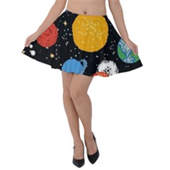 Circle Illustration Space Art Cute Pattern Velvet Skater Skirt