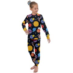 Circle Illustration Space Art Cute Pattern Kids  Long Sleeve Set 