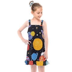 Circle Illustration Space Art Cute Pattern Kids  Overall Dress by pakminggu