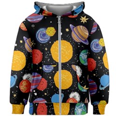 Circle Illustration Space Art Cute Pattern Kids  Zipper Hoodie Without Drawstring