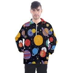 Circle Illustration Space Art Cute Pattern Men s Half Zip Pullover