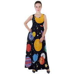 Circle Illustration Space Art Cute Pattern Empire Waist Velour Maxi Dress by pakminggu