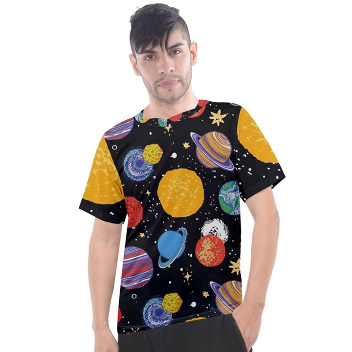 Circle Illustration Space Art Cute Pattern Men s Sport Top