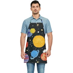 Circle Illustration Space Art Cute Pattern Kitchen Apron by pakminggu