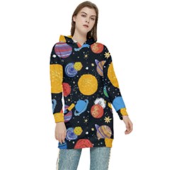 Circle Illustration Space Art Cute Pattern Women s Long Oversized Pullover Hoodie