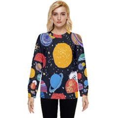 Circle Illustration Space Art Cute Pattern Hidden Pocket Sweatshirt