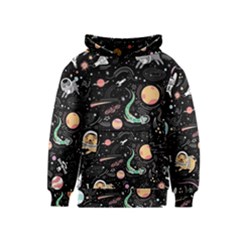 Cat And Dog Space Pattern Kids  Pullover Hoodie