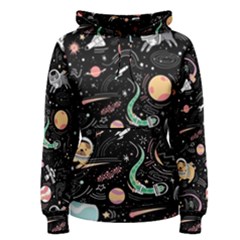 Cat And Dog Space Pattern Women s Pullover Hoodie