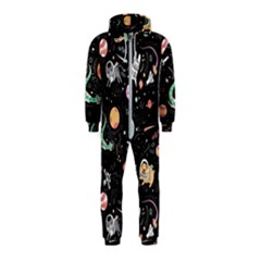 Cat And Dog Space Pattern Hooded Jumpsuit (kids)