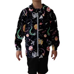 Cat And Dog Space Pattern Kids  Hooded Windbreaker