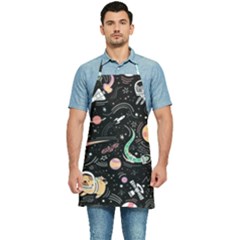 Cat And Dog Space Pattern Kitchen Apron by pakminggu