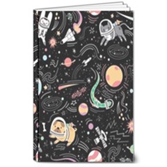 Cat And Dog Space Pattern 8  X 10  Softcover Notebook by pakminggu