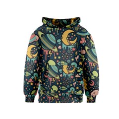 Alien Ocket Space Aesthetic Pattern Kids  Pullover Hoodie