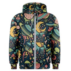 Alien Ocket Space Aesthetic Pattern Men s Zipper Hoodie