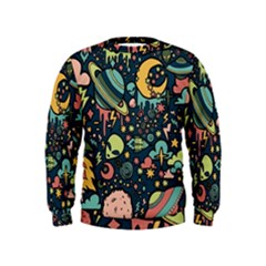 Alien Ocket Space Aesthetic Pattern Kids  Sweatshirt