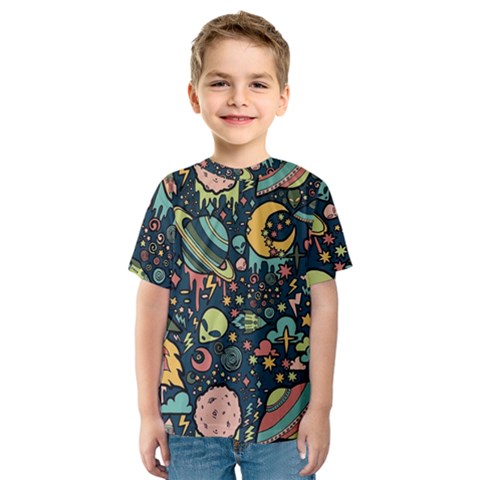 Alien Ocket Space Aesthetic Pattern Kids  Sport Mesh T-shirt by pakminggu