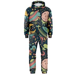 Alien Ocket Space Aesthetic Pattern Hooded Jumpsuit (men)