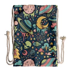 Alien Ocket Space Aesthetic Pattern Drawstring Bag (large) by pakminggu