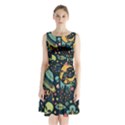 Alien Ocket Space Aesthetic Pattern Sleeveless Waist Tie Chiffon Dress View1