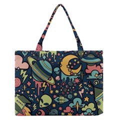 Alien Ocket Space Aesthetic Pattern Zipper Medium Tote Bag by pakminggu