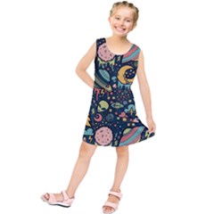 Alien Ocket Space Aesthetic Pattern Kids  Tunic Dress by pakminggu