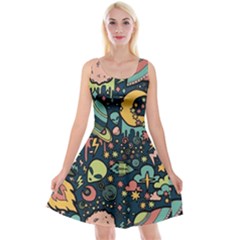 Alien Ocket Space Aesthetic Pattern Reversible Velvet Sleeveless Dress