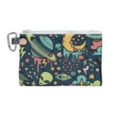 Alien Ocket Space Aesthetic Pattern Canvas Cosmetic Bag (medium) by pakminggu