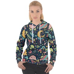 Alien Ocket Space Aesthetic Pattern Women s Overhead Hoodie