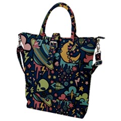 Alien Ocket Space Aesthetic Pattern Buckle Top Tote Bag by pakminggu