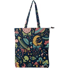 Alien Ocket Space Aesthetic Pattern Double Zip Up Tote Bag by pakminggu