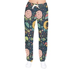 Alien Ocket Space Aesthetic Pattern Women Velvet Drawstring Pants