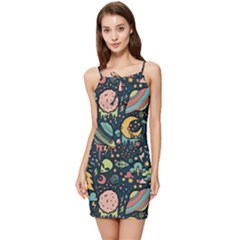 Alien Ocket Space Aesthetic Pattern Summer Tie Front Dress by pakminggu