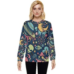 Alien Ocket Space Aesthetic Pattern Hidden Pocket Sweatshirt