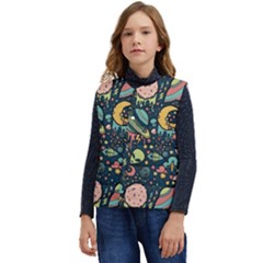 Alien Ocket Space Aesthetic Pattern Kid s Button Up Puffer Vest	