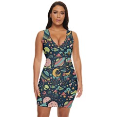 Alien Ocket Space Aesthetic Pattern Draped Bodycon Dress by pakminggu