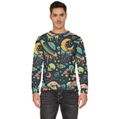 Alien Ocket Space Aesthetic Pattern Men s Fleece Sweatshirt