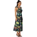 Alien Ocket Space Aesthetic Pattern Tie-Strap Tiered Midi Chiffon Dress View3