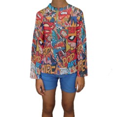 Comic Cartoon Pattern Kids  Long Sleeve Swimwear by pakminggu