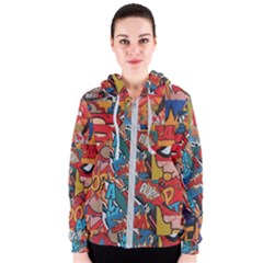 Comic Cartoon Pattern Women s Zipper Hoodie