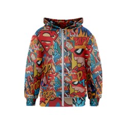 Comic Cartoon Pattern Kids  Zipper Hoodie