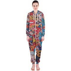 Comic Cartoon Pattern Hooded Jumpsuit (ladies)