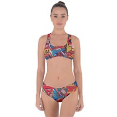 Comic Cartoon Pattern Criss Cross Bikini Set by pakminggu