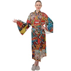 Comic Cartoon Pattern Maxi Velvet Kimono by pakminggu