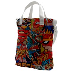 Comic Cartoon Pattern Canvas Messenger Bag by pakminggu