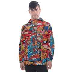 Comic Cartoon Pattern Men s Front Pocket Pullover Windbreaker