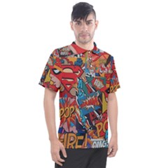 Comic Cartoon Pattern Men s Polo T-shirt by pakminggu