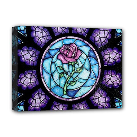 Cathedral Rosette Stained Glass Beauty And The Beast Deluxe Canvas 16  X 12  (stretched) 