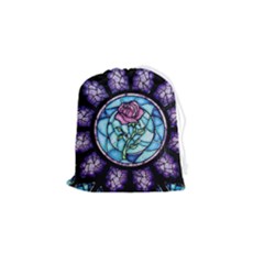 Cathedral Rosette Stained Glass Beauty And The Beast Drawstring Pouch (small) by Cowasu