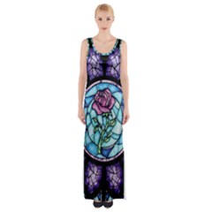 Cathedral Rosette Stained Glass Beauty And The Beast Thigh Split Maxi Dress by Cowasu